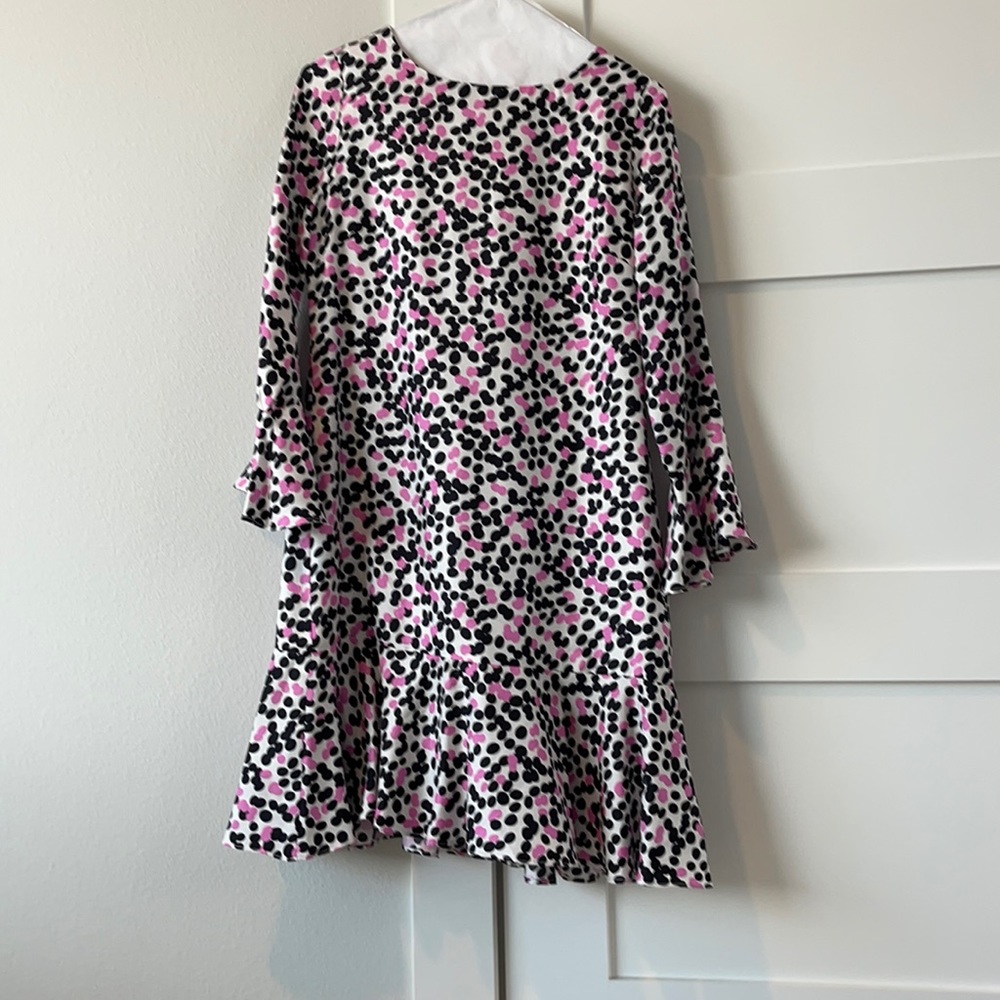 Navy and pink dot silk Melly dress